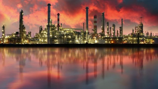 Oil industry - refinery, time lapse