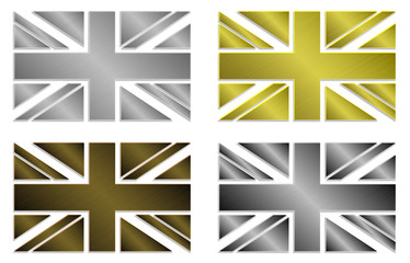 set of four simply isolated stylized metallic Union Jack