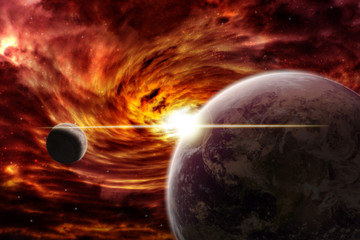 Fototapeta na wymiar Planet explosion apocalypse