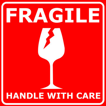 Fragile red sign vector