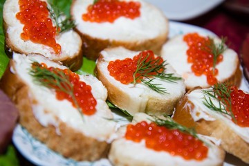 sandwich with red caviar
