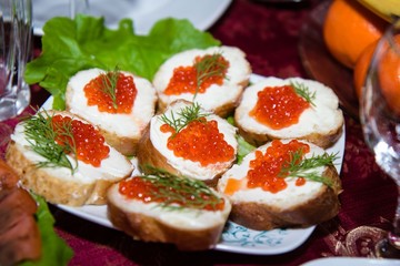 sandwich with red caviar