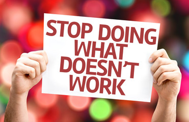 Stop Doing What Doesn't Work card with colorful background