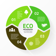 Vector green circle arrows eco infographic.