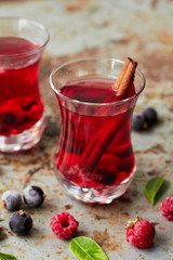 Fresh berry compote in a glass