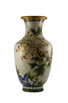 vintage oriental metal vase