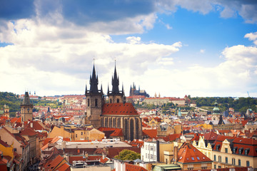 Naklejka na ściany i meble Beautiful view to Prague