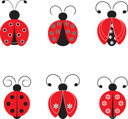 Isolated Ladybugs Illustrations, Ilnsect Illustrations