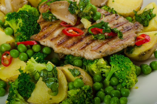 Healthy Pork Escalope with Super Greens