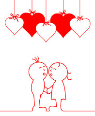 Strichmännchen Paar Herzen