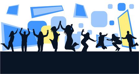 Illustration of people jumping