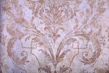 vintage beige rundown victorian wallpaper - 76337374