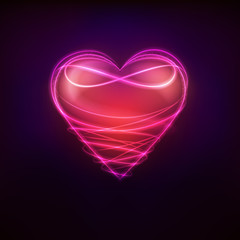 heart symbol covered by modern shiny lines style