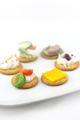 Crackers Canopes with Toppings