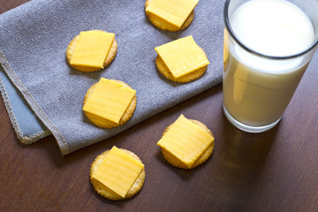 Crackers and Cheese with Milk