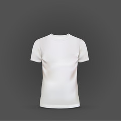 white T-shirt template isolated on black background