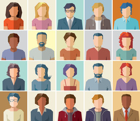 vector avatar profile icon set - set of people icons