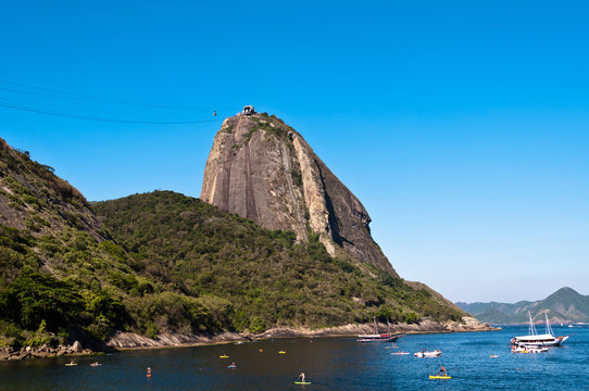 Blue Sea, Red Beach, and Sugarloaf Mountain in Rio de Janeiro