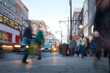 Blur movement of city people worker, shopping in London, England