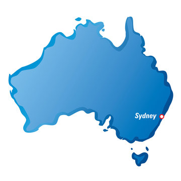 Vector map of Australia and Sydney