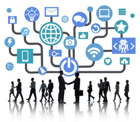 Global Communications Social Networking Handshake Concept