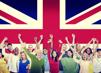 Fototapeta premium Diversity of British Community People Hapiness Concept