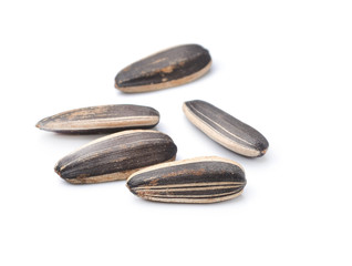 Sunflower seeds on white background