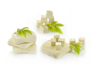 tofu cheese on white background