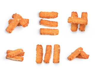 Battered fish fillet isolated over white background.