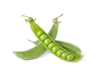 fresh green peas isolated on a white background.