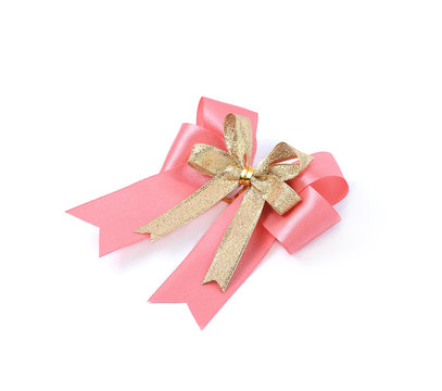  pink bow on white background