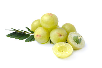 Indian gooseberries on white background