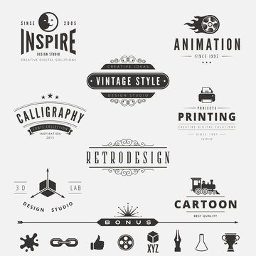 Retro Vintage Labels Logo design vector badges