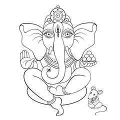 Lord Ganesha Hand drawn illustration.