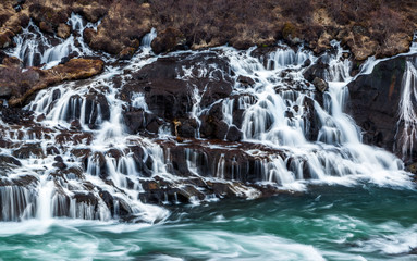 hraunfossar waterfall in Iceland