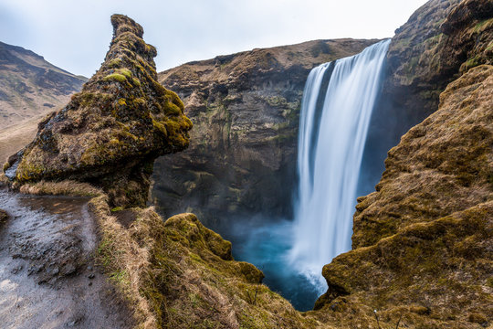 Iconic Skagafoss fall, Iceland