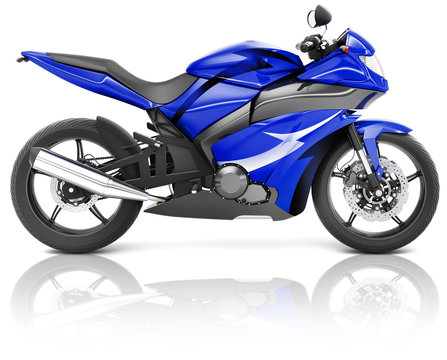 Motorcycle Motorbike Bike Riding Rider Contemporary Blue Concept