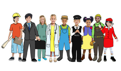 Multiethnic Group People Various Occupations Concept