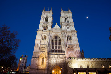 Fototapeta na wymiar Westminster Abbey at night, London, England, UK...