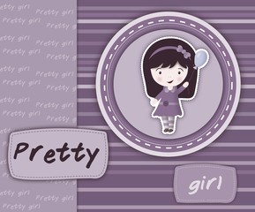 Pretty girl card in violet