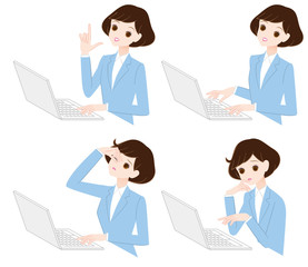 若い女性とノートパソコン