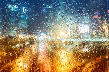 Drops of rain on glass