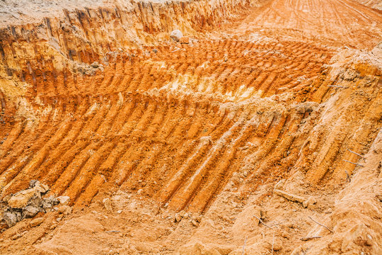 texture sand after working of exkavator