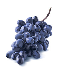 Diagonal dry blue grapes bunch isolated on white