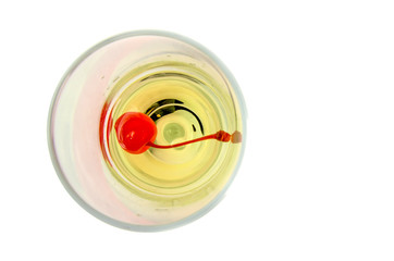 wine champagne cherry - white background