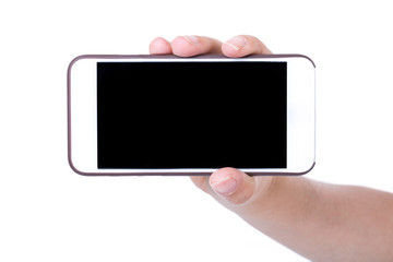 Isolated female hands holding the phone