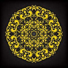 Abstract vector circle floral ornamental border.
