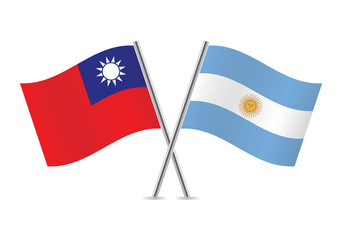 Argentinian and Taiwanese flags. Vector illustration.