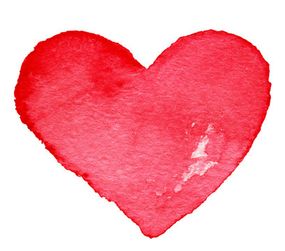Hand drawn Valentine's day painted red heart. Design element - A