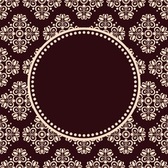 round decorative frame on seamless pattern